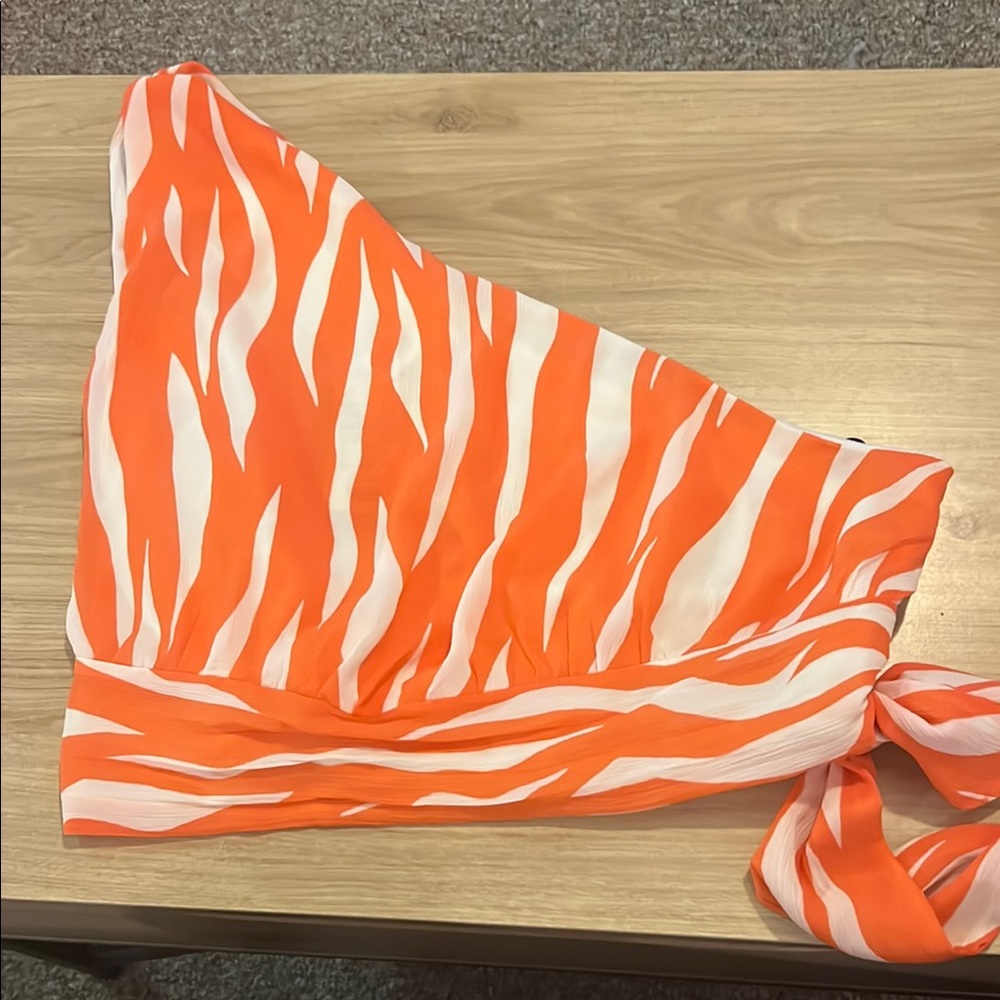 H&M Orange and White Zebra Print Top